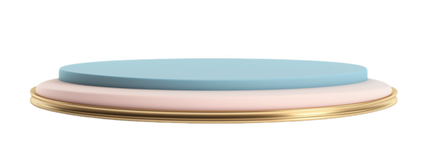 Layered curved podium in soft blue and pink enhances modern event settings png