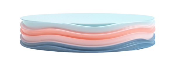 Curved podium featuring soft blue and pastel layers in a minimalistic design png