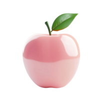 Pastel colored apple with green leaf resting against a plain backdrop png