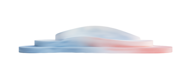 Curved layered podium in soft blue with subtle gradient shades for displays png