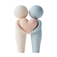 Two figures holding a heart symbolizing love and connection between them png