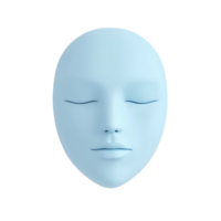 Face mask in soft blue color with serene expression for relaxation and skincare routine png