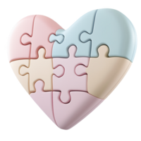 Heart shaped puzzle with pastel colors creating a unified design png