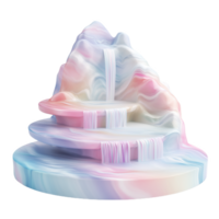 Whimsical podium with layered design and flowing waterfalls in pastel colors png