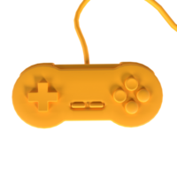 Colorful 3D rendering of a yellow retro game controller design png