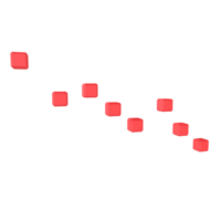 Red cubes arranged in a diagonal line isolated on transparent png