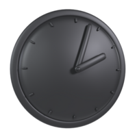 Simple wall clock design in black color isolated on transparent png