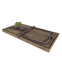 Realistic 3D rendering of a wooden mouse trap on a flat surface png