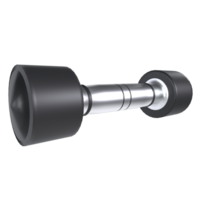 Rubber dumbbell with metallic handle isolated on transparent png