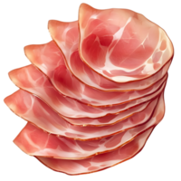 Sliced bacon isolate on transparent background. png
