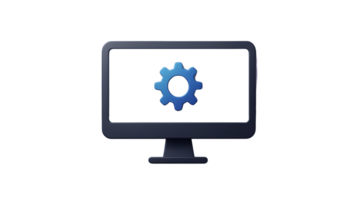 Monitor Displaying Gear Icon Technology and Settings Symbol for Digital Interfaces png