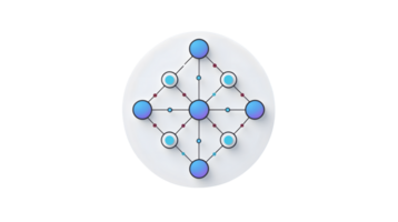Network Diagram with Interconnected Nodes on a Circular Background png