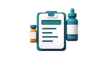 Medical Checklist with Bottles Essential Healthcare Tools for Documentation and Medication Man png