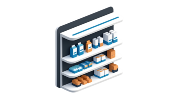 Organized Retail Display Modern Shelf with Various Packaged Products for Store Inventory Manag png