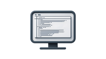3D Render of a Computer Monitor Displaying Code png