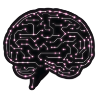 A brain with glowing lines on it png