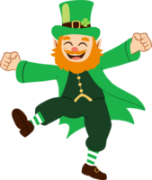 A cheerful leprechaun dancing joyfully in a vibrant green outfit. png