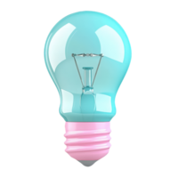 3d Light a lightbulb isolated on transparent idea, symbolizing cutout innovation, and solution background, isolated on blue transparent background png