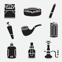 set of smoking good for icon, silhouette design, element design, logo, symbol, etc vector