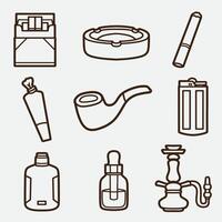 set of smoking with outline style good for icon, coloring page, element design, coloring book, symbol, etc vector