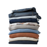 Neatly Stacked Clothes Ready for Storage, neatly stacked pile of various clothes isolated on transparent background png