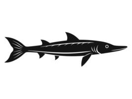 A black and white illustration of a fish vector