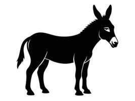 A donkey is standing in a black and white silhouette vector