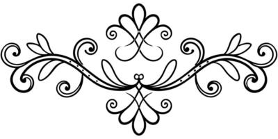 A black and white drawing of a scroll design vector