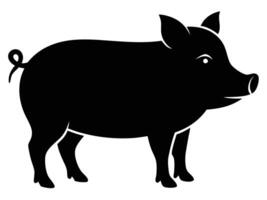 A black silhouette of a pig on a white background vector