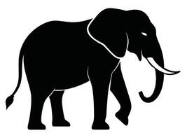 An elephant is standing in a black silhouette vector