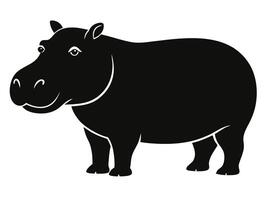 A black and white hippo on a white background vector