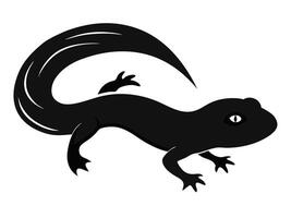 A black and white illustration of a lizard vector