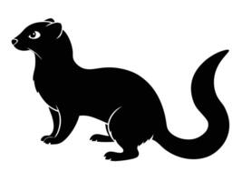 A black and white silhouette of a weasel vector
