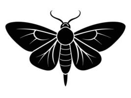 A black and white silhouette of a moth vector