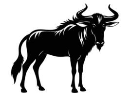 Wildebeest silhouette on white background vector