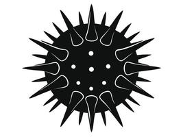 A black and white illustration of a spiky sea urchin vector