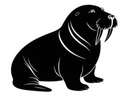 Walrus illustration. Animal Black Silhouette Collection Perfect for Design and Art vector