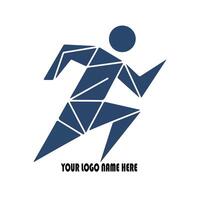 Dynamic running man logo with custom name. vector