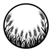 Wheat stalks and tall grass circular composition. vector