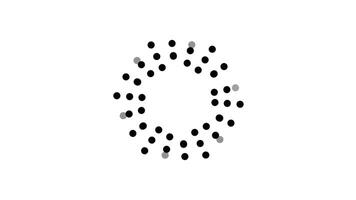 many loading dots run in a circle quickly. loading animation with alpha channel video