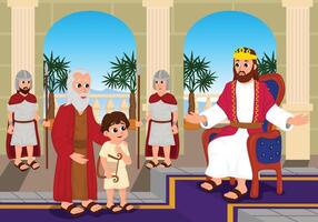 Prophet Samuel with David and King Saul vector
