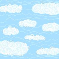 Sky with fluffy clouds on blue background vector