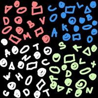 Abstract design with colorful shapes and letters vector
