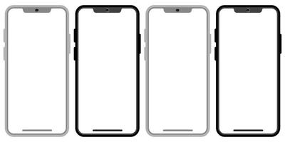 Modern smartphone devices mockup template set Black gray frame mobile phones with a blank display vector