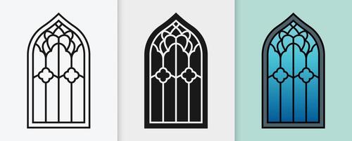 Classic Islamic window shapes in a flat outline and silhouette design for Ramadan vector