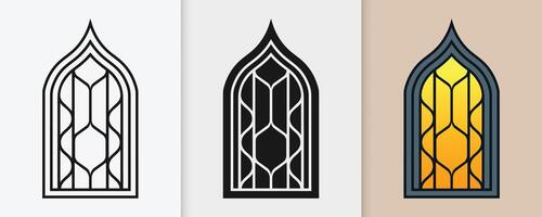 Intricate Islamic window patterns in an elegant outline and silhouette collection vector