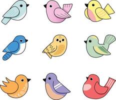 Set of different birds, flat style vector