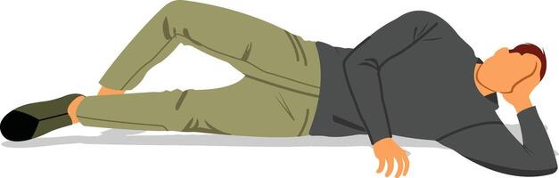 Man lying down and looking up vector