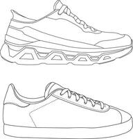 Set of shoes Running shoes line and icon, sneakers in different styles, Flat Silhouette Shoes or Sneakers Icon Set Isolated vector
