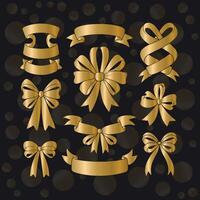 Collection of elegant golden ribbons and bows for various occasions vector
